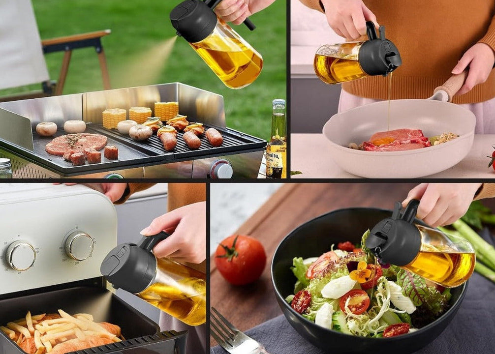 خزان زيت للرش والسكب 2 في 1 ثنائي الاستخدام للمطبخ