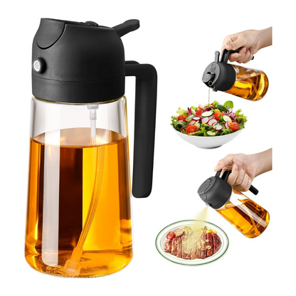 خزان زيت للرش والسكب 2 في 1 ثنائي الاستخدام للمطبخ