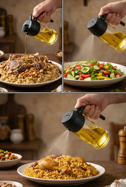 خزان زيت للرش والسكب 2 في 1 ثنائي الاستخدام للمطبخ
