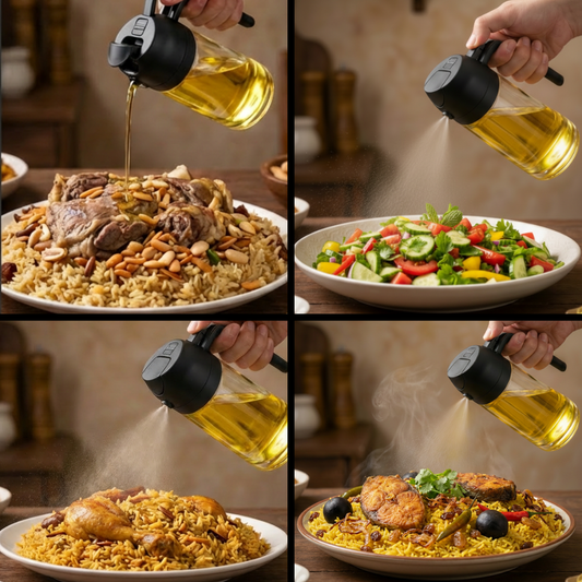 خزان زيت للرش والسكب 2 في 1 ثنائي الاستخدام للمطبخ